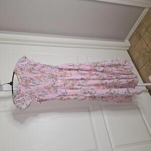 Sweet Wanderer Pink Floral Midi Dress Size S